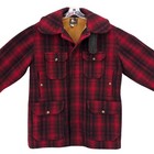 Woolrich Vintage 40s 50s Wool Hunting Jacket Red Buffalo Plaid Game Pouch Sz 40
