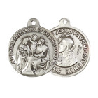 Sterling Silver Medium Holy Family Medal Pendant 24  Endless Chain Necklace