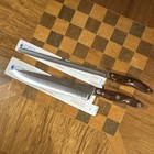 Cutco 1724 1725 Carving   Slicing Knives Set Stainless Steel Wood Brown Silver