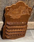 Beautiful Vtg Thimble Holder Wall Display Rack Wood Holds 35 Thimbles 16 5  Mill