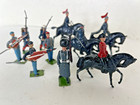10 Old Vtg Britains Made In England Lead Uk Infantry Soldiers flag Horses Bobby
