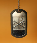 Chi Rho pater Noster  our Father   Deep Engraved Third Dogtag In Latin