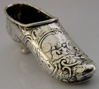 German Hanau Sterling Silver Shoe Pin Cushion 1909 Sewing Needlework Antique