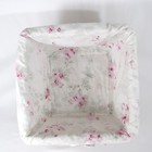 Simply Shabby Chic Rachel Ashwell White Wicker Basket W Rose Fabric Liner  9 x9 