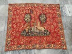 Vintage French Tapestry Lady Unicorn Wall Hanging 3x4 Ft Medieval Art Decor