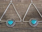 Native American Sterling Silver   Turquoise Dangle Earrings - Jack