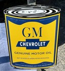 Vintage Chevrolet Gm Motor Genuine Motor Oil   Oil Can Porcelain Sign  11   x 8   