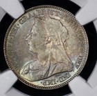 1894 Great Britain Silver 6 Pence Ngc Ms 64 Toned