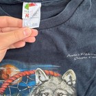 Vintage Fruit Of The Loom Wolf Native American Graphic Tee Navy Blue Mens Large