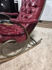 Mcm Vintage Lee Woodard   Son Sculptra Rocking Chair Burgundy Vinyl Bent Brass