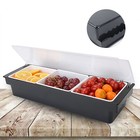 3 Tray Condiment Dispenser Compartment  Chilled Server Bar Fruit Caddy Food Box