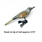 Vintage 40   50s Hand Blown Mercury Glass Clip On Bird Decoration 3 75    European