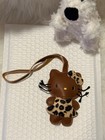 Faux Leather Cat Key Chain Charm Brown black beige Leopard Print Bow Women