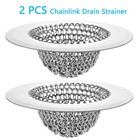 2 Pcs Chainlink Kitchen Sink Drain Strainer  Anti-rust Reversible Easy Clean Sin
