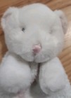 Soft Mudpie Bear Plushie Blanket Lovie Baby Lovey White Pink Trim Scalloped Edge