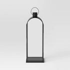 Threshold Metal Portable Lantern Tempered Glass Pillar Candle Black Tall