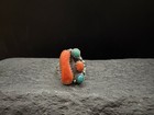 Sz 6 75 Navajo Vintage Sterling Silver Turquoise Coral Native Estate Ring 925