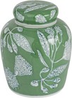 Decorative Ceramic Ginger Jar With Lid  Green