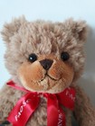 Fao Schwarz Stuffed Animal Beige Tan Brown Teddy Bear 10  Red Bow Plush Toy