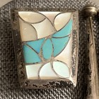 Vtg Zuni Sterling Silver     Fish -scale     Channel Inlay Bolo Tie Unsigned Tested