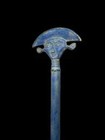 Authentic Ancient Egyptian Antiquities Rare Brass Stick As Hathor Face Egypt Bc