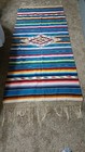 Vintage Fringed Wool Mexican Saltillo Serape Blanket Rug Southwestern 77 x35 