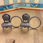 Vtg Lot 4 Pewter Miniature Chairs For Place Cards  Dollhouse Furniture 1996 2 