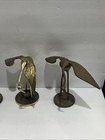 Vintage Set Of  4 Leonard Silver Mfg Co Solid Brass Heron Cranes Figurines Mcm