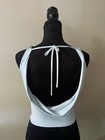 Gaze Light Blue Satin Cami Tank Scoop Neck Open Back Tie Closure Size S