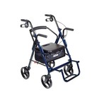 Rollator Duet Dual Function Transport Wheelchair Rolling Walker Assist Blue