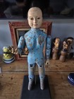 Antique Early 19th C Santos Figure Young Jesus Carved Wood Glass Eyes Folk Art
