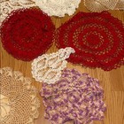 Handcrafted Crochet Doily Collection - Cream  Red  And Purple