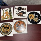 Made In Greece 5 Ceramic Porcelain Tiles Coasters Greek Vintage Set