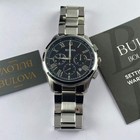 Bulova Wilton Black Dial Stainless Steel Men   s Chronograph Quartz Watch 96b288