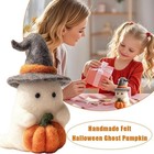 Needle Felted Pumpkin With Hat 2c Handmade Wool Halloween Decor For Table N3f1