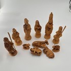 Handmade Wooden Nativity Set  10 Figurines  Christmas Scene  Religious Decor