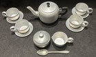 Vintage N c  Joseph Ltd Hammered Aluminum Toy Set Tea Pot Cups Creamer Sugar  