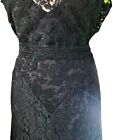 Vintage 20s 30s Black Chantilly Lace Sleeveless Dress Small S m Flapper Deco