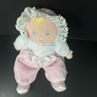 Vintage Eden Terry Cloth Pink Bonnet Doll Blonde Crinkle Rattle Plush Baby Lovey