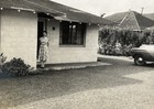 Vintage 1950s Photos Lot 2 Woman Mid Century Modern Cinder Block House Palm Tree