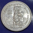 1958 Canada British Columbia Totem Pole Silver Dollar  1 Xf au 80  Silver Coin
