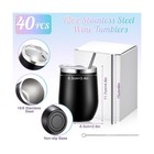 Sieral 40 Pack Insulated Wine Tumblers Bulk 12oz  Black  White  Silver