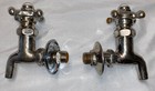 Antique Nickel Brass Separate Water Taps Faucets With Porcelain Hot  cold Knobs