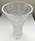 Vase Crystal Cut Large Glass 6 5 Lb 11 75  Tall W  Stars   Pinwheels Vintage