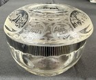 1900 Black   Clear Silhouette Swan Stork Hut Panels Engraved Glass Hair Holder