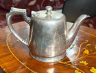 Vintage Hotel Silver Teapot Individual Portion Pierced Air Cooled Handle 6 Oz