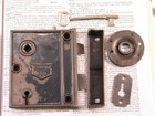 Corbin Door Rim Box Lock Set W Skeleton Key Vintage Doorknob Latch Hardware  a