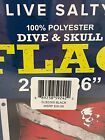 New Salt Life Amerisheild Diving Skull  Flag Fishing Boating 24x36 Red White