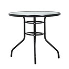 Umbrella Hole Outdoor Dining Round Tempered Glass All Weather Outside Clearance