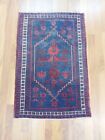 Antique Blue 1900s Carpet Rug Ancient Pattern Hand Knotted Rug Natural Wool Rug